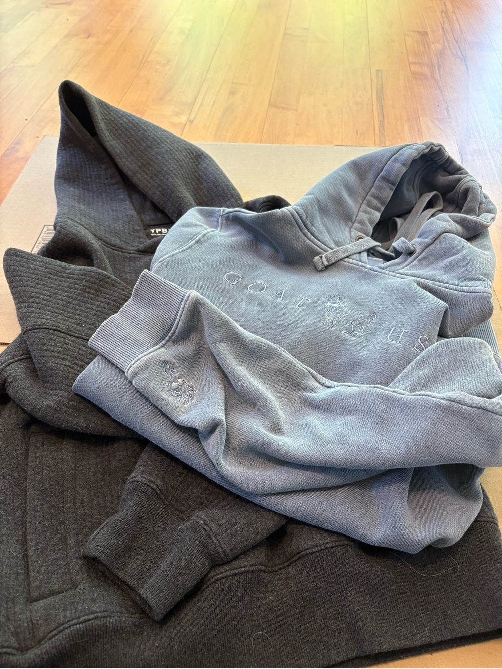 GOAT USA and Abercrombie Grey and Blue Hoodie - Casual Men's Sweatshirt